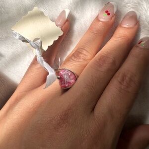 Ring Heart Charm rings with Pink and White Details